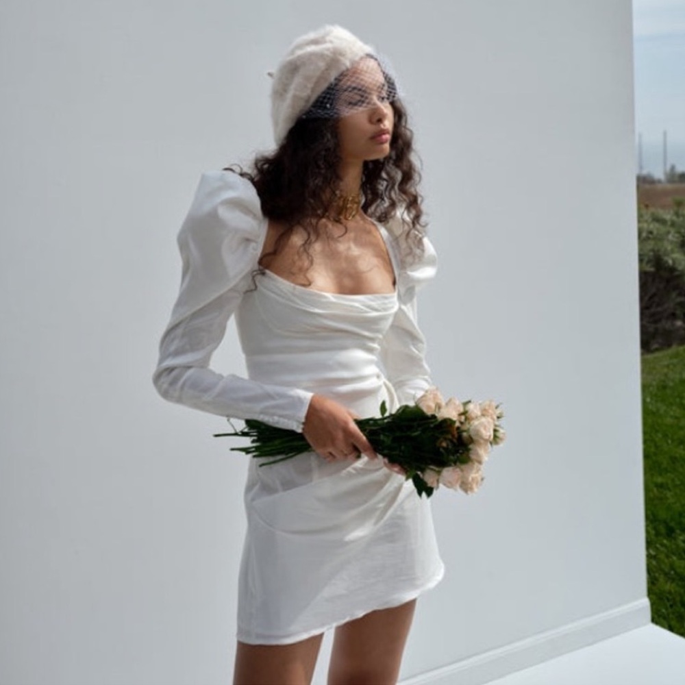 For Love And Lemons Etta Mini Dress in White - Picture 2 of 10